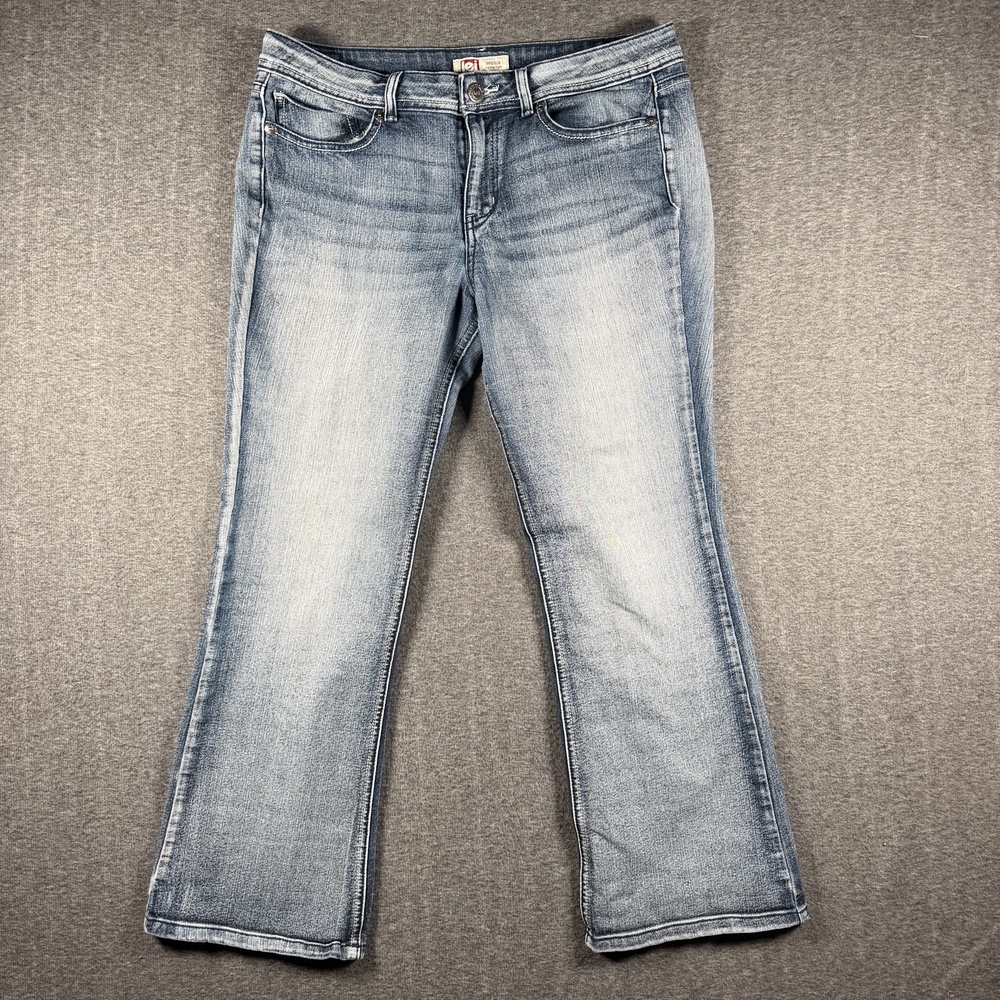 L.e.i. Sophia Hipster Flare Jeans Juniors 15 Short Blue Med Wash 33x29 Y2K BoHo